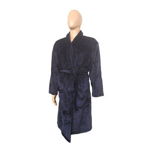 Perry Ellis Portfolio Mens Herringbone Textured Robe Navy Blue Peacoat